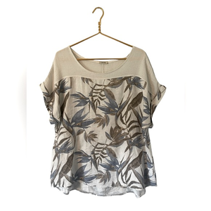 Lungo Larno Italian Linen Boho Top, Size 1X‎